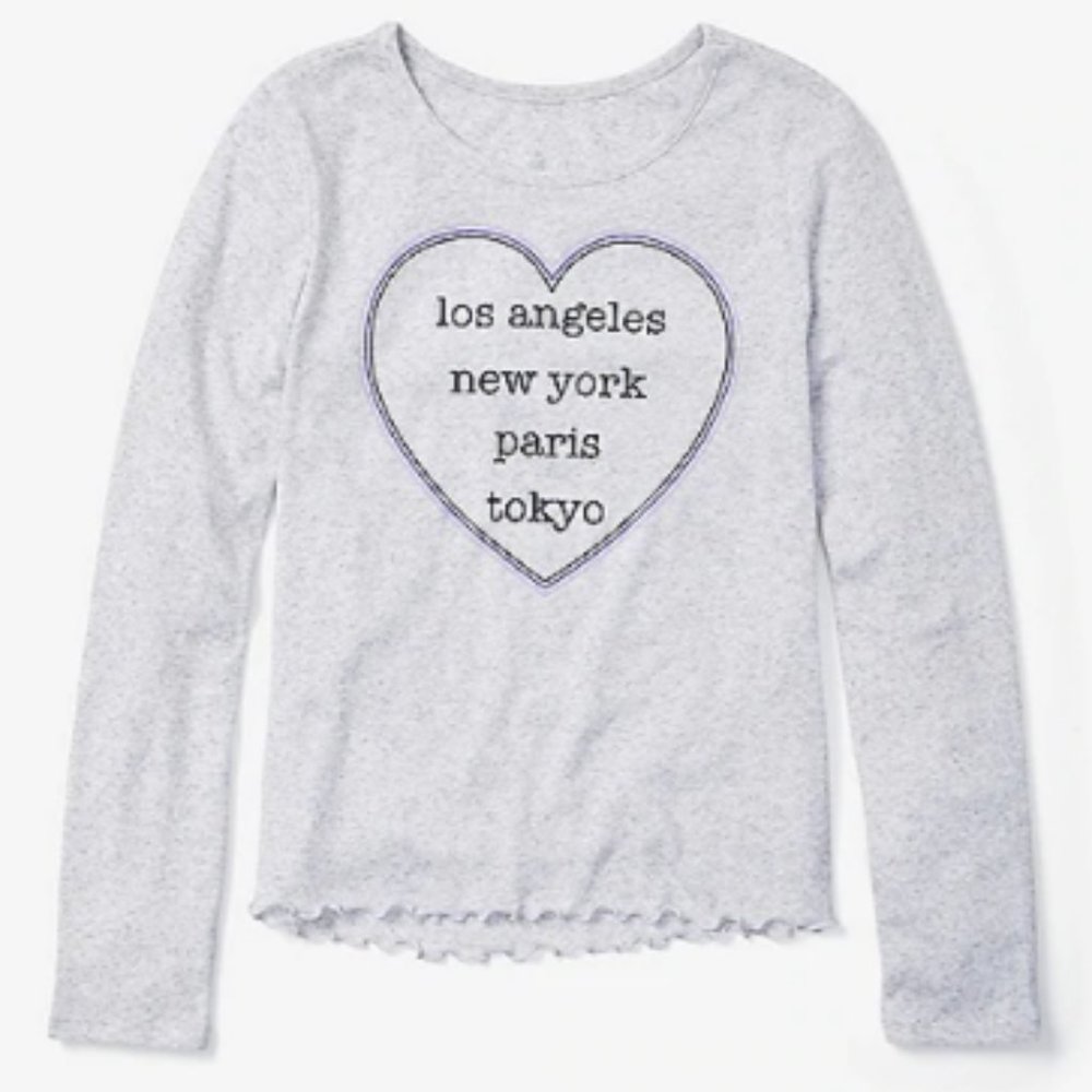 NWT Justice graphic lettuce edge long sleeve tee